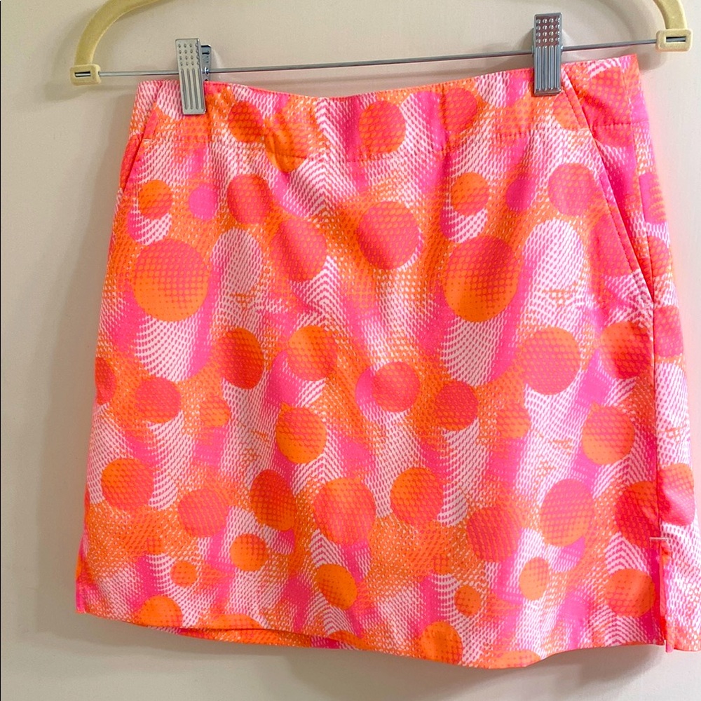Lady Hagen Orange and Pink Bubble Mini Skirt Resort Wear